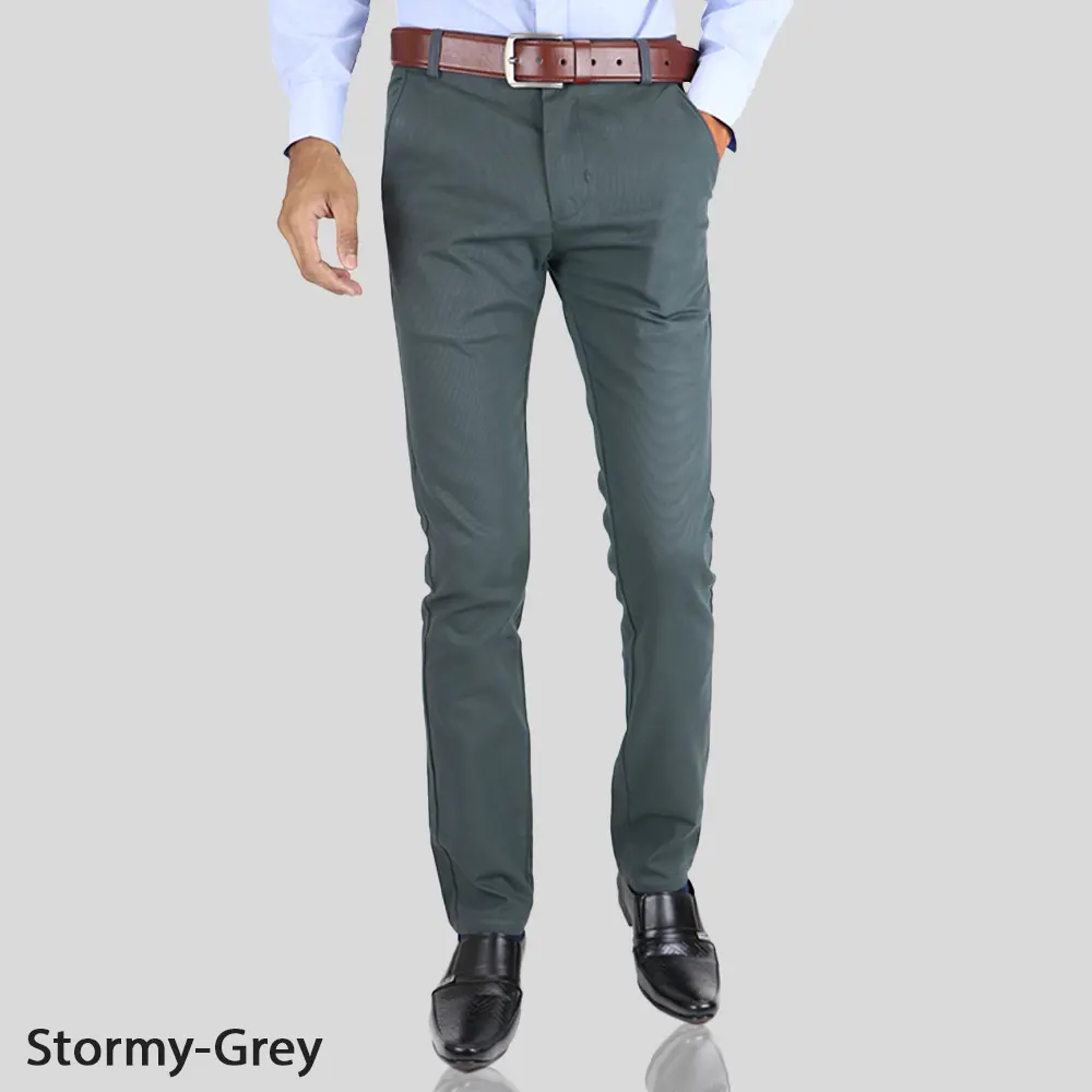 Men's Stormy Grey Cotton Chinos Dress Pant