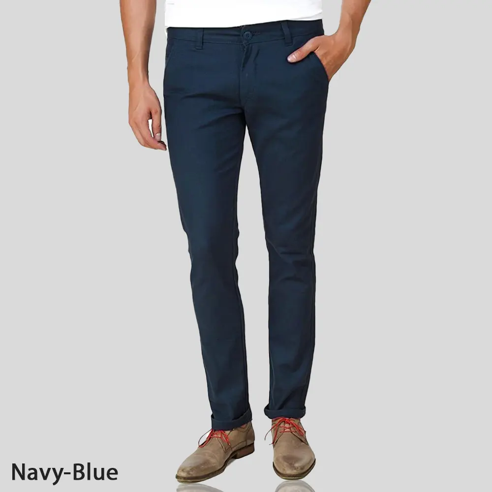Men's Navy Blue Cotton Chinos Dress Pant