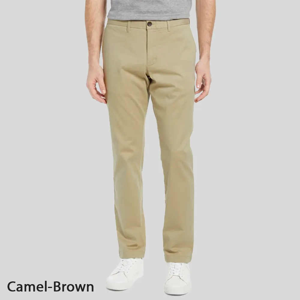 Men's Camel Brown Cotton Chinos Dress Pant