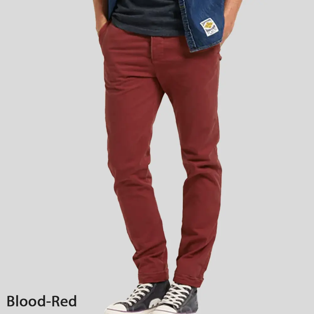 Men's Red Cotton Chinos Dress Pant