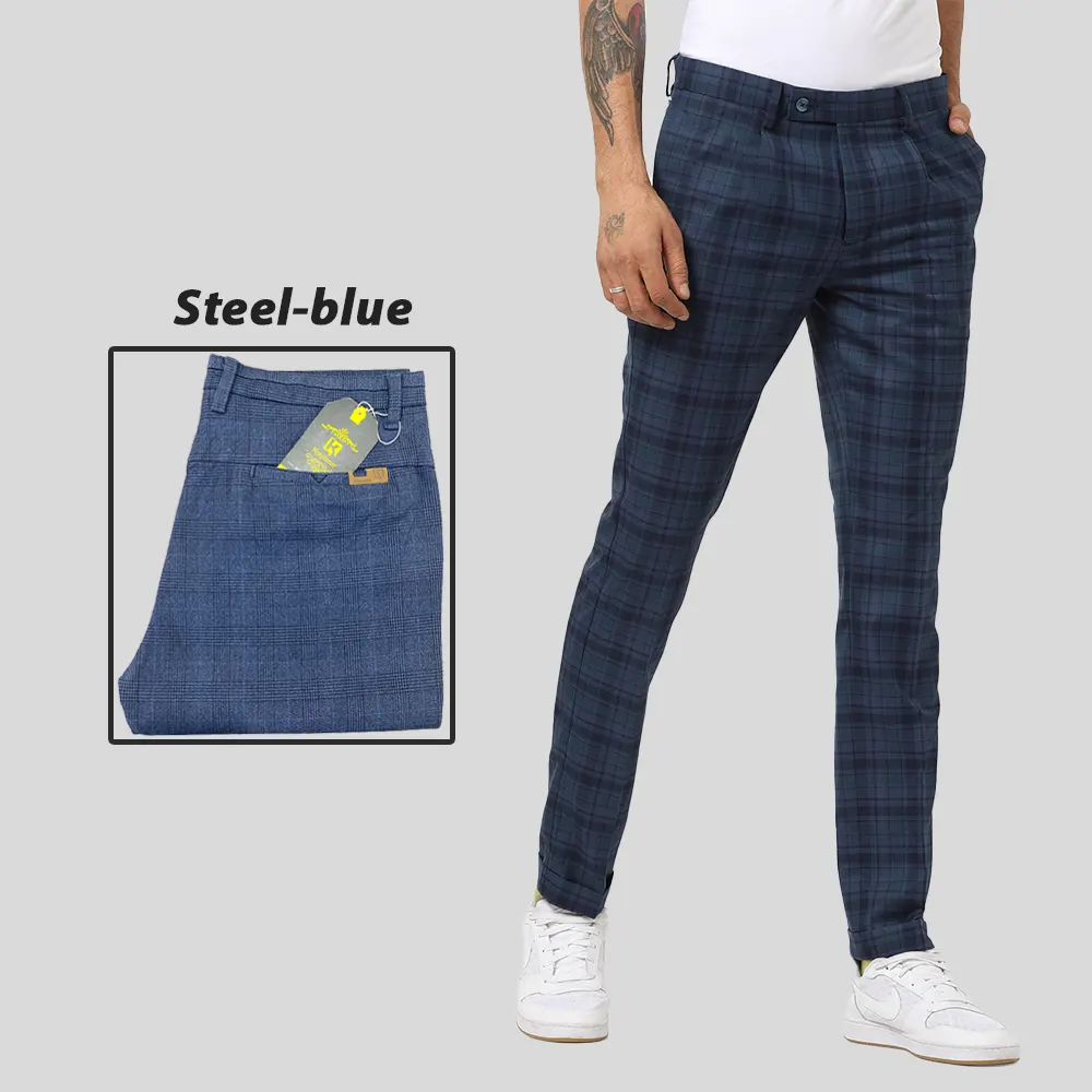 Men's Cotton Narrow-Bottom Stretchable Dress Pants (Chinos) Pack of 2