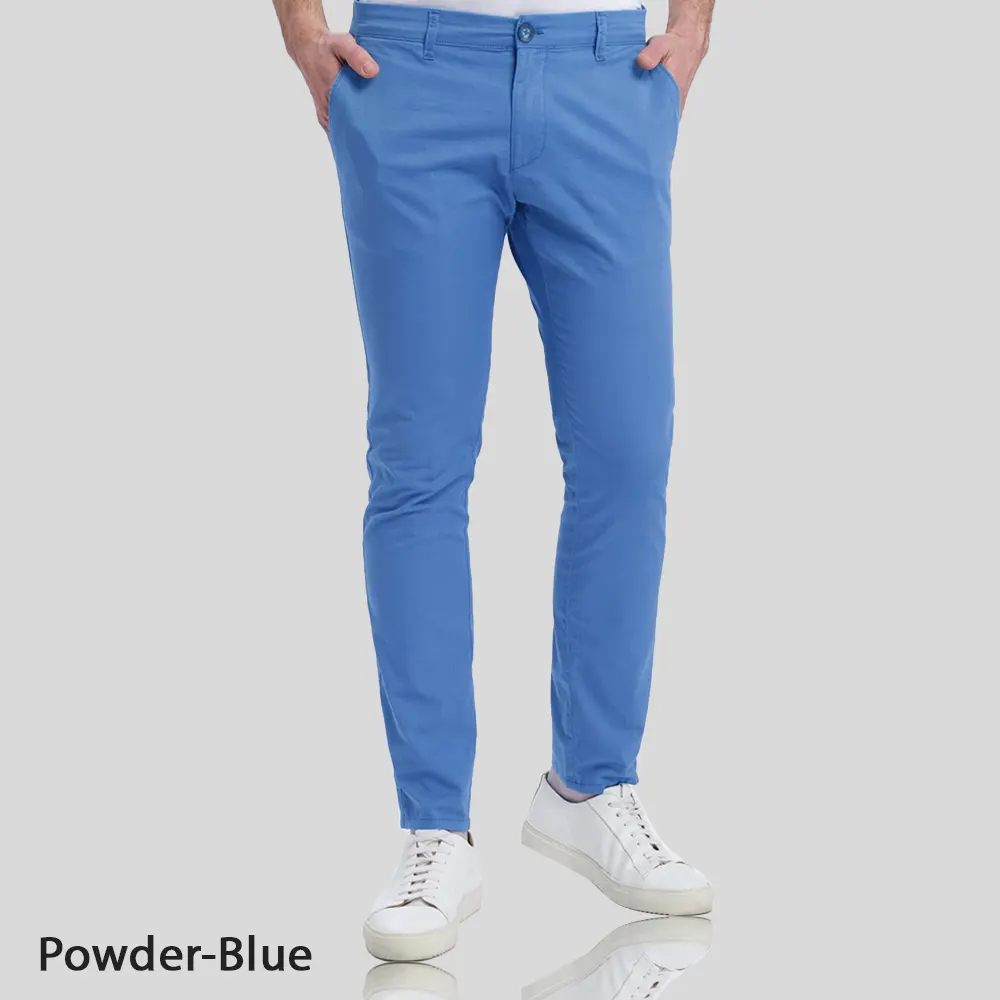 Men's Powder Blue Cotton Chinos Dress Pant
