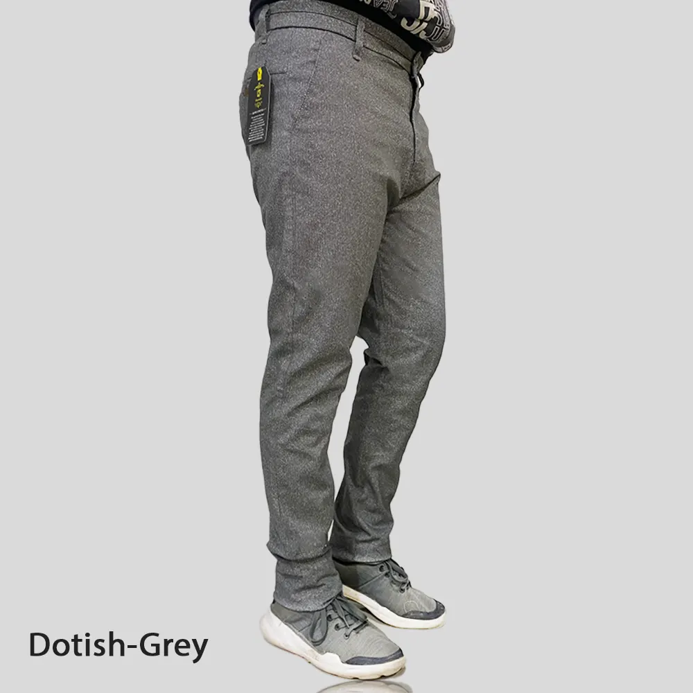 Men's Cotton Check Dress Pant Stretchable Chinos Dotish-Grey