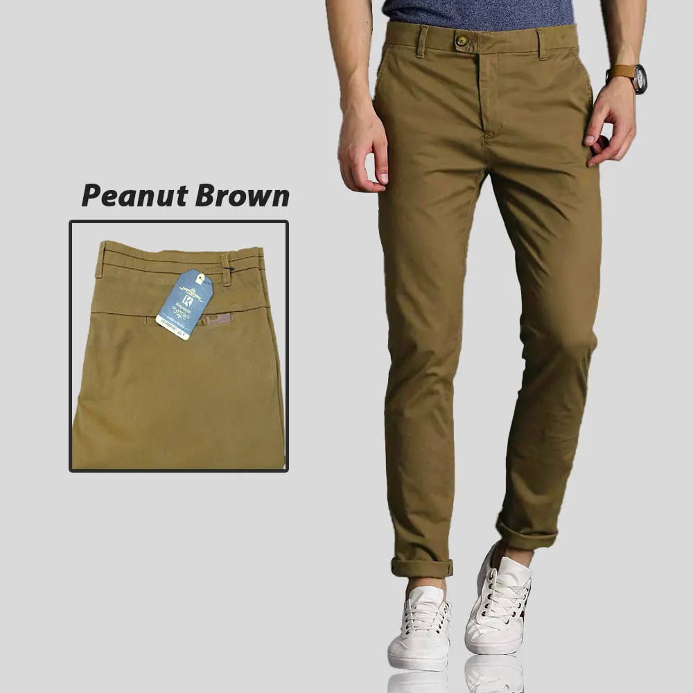 Men's Cotton Narrow-Bottom Stretchable Dress Pants (Chinos) Pack of 2