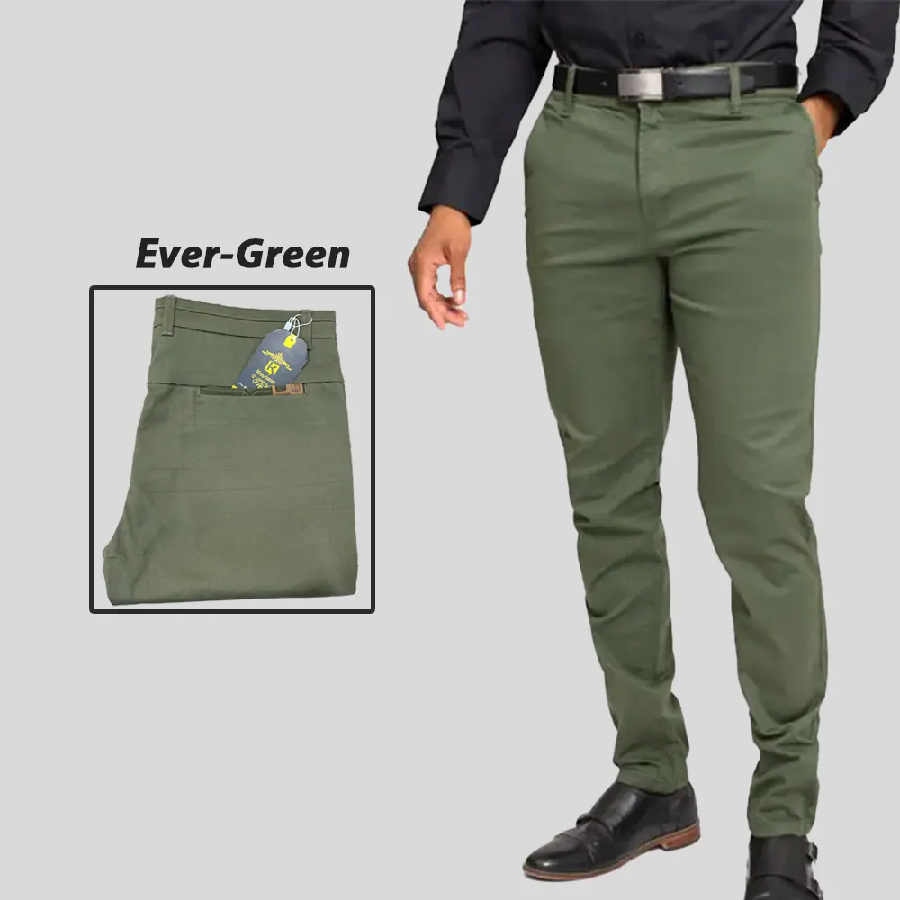 Men's Cotton Narrow-Bottom Stretchable Dress Pants (Chinos) Pack of 2