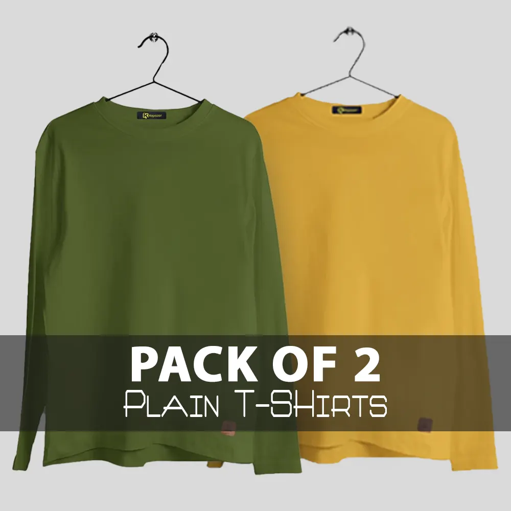 Pack of 2 Men's Round Neck Full Sleeves T-Shirts