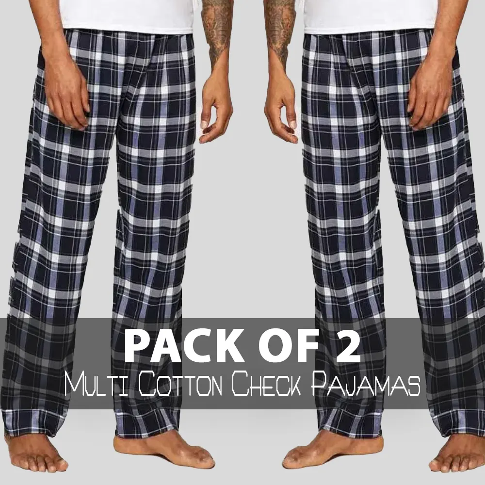 Multi Check Cotton Pajama's for Men ( Pack Of 2 )