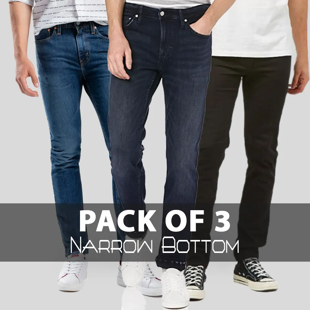 Men's Narrow Bottom Stretchable Jeans Pack of 3