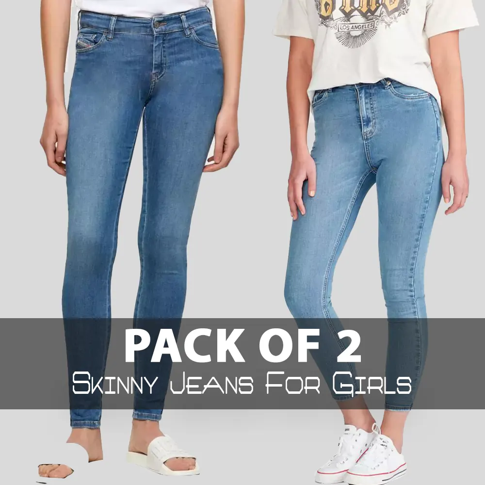 Pack of 2 Branded High Rise Skinny Jeans For Girls