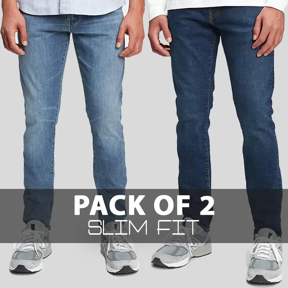 Buy Men's Slim-Fit Stretchable Jeans Pack of 2 | Kayazar