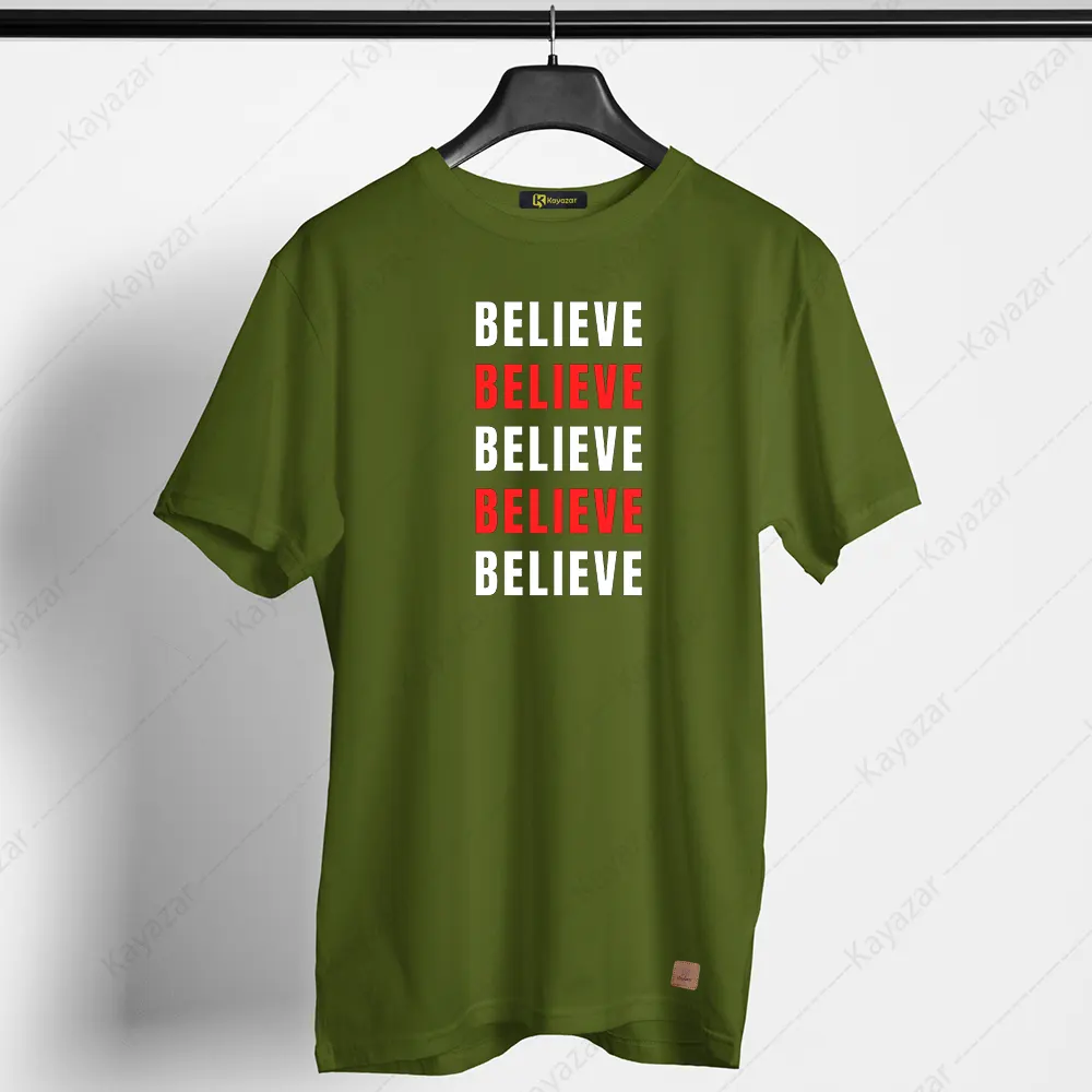 Half Sleeves Men's T-Shirts Believe (Permanent Print)