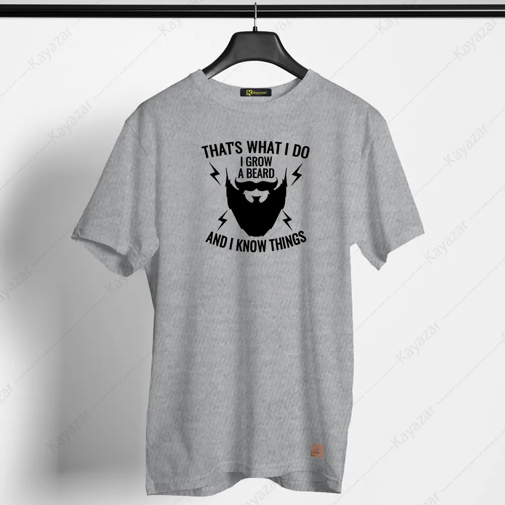 Half Sleeves Men's T-Shirts I Grow Beard (Permanent Print)