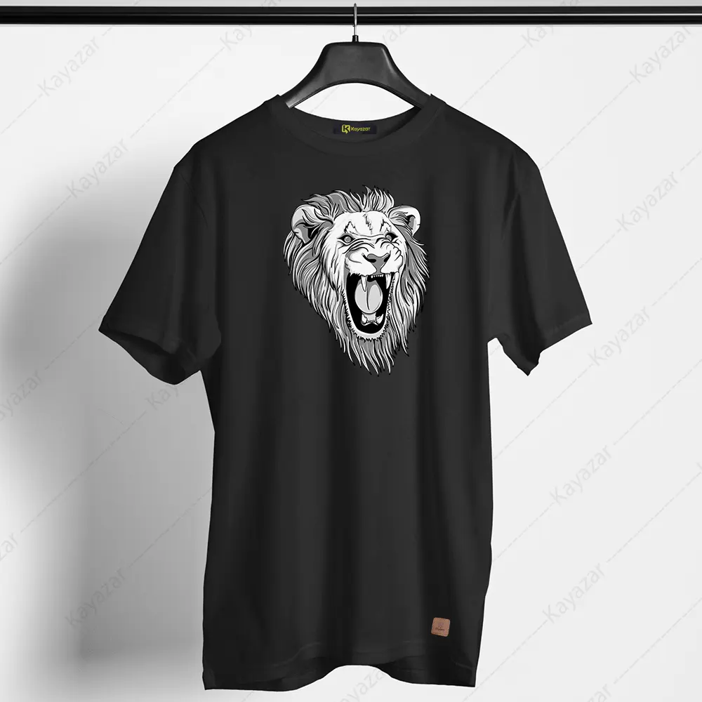 Half Sleeves Men's T-Shirts Lion (Permanent Print)