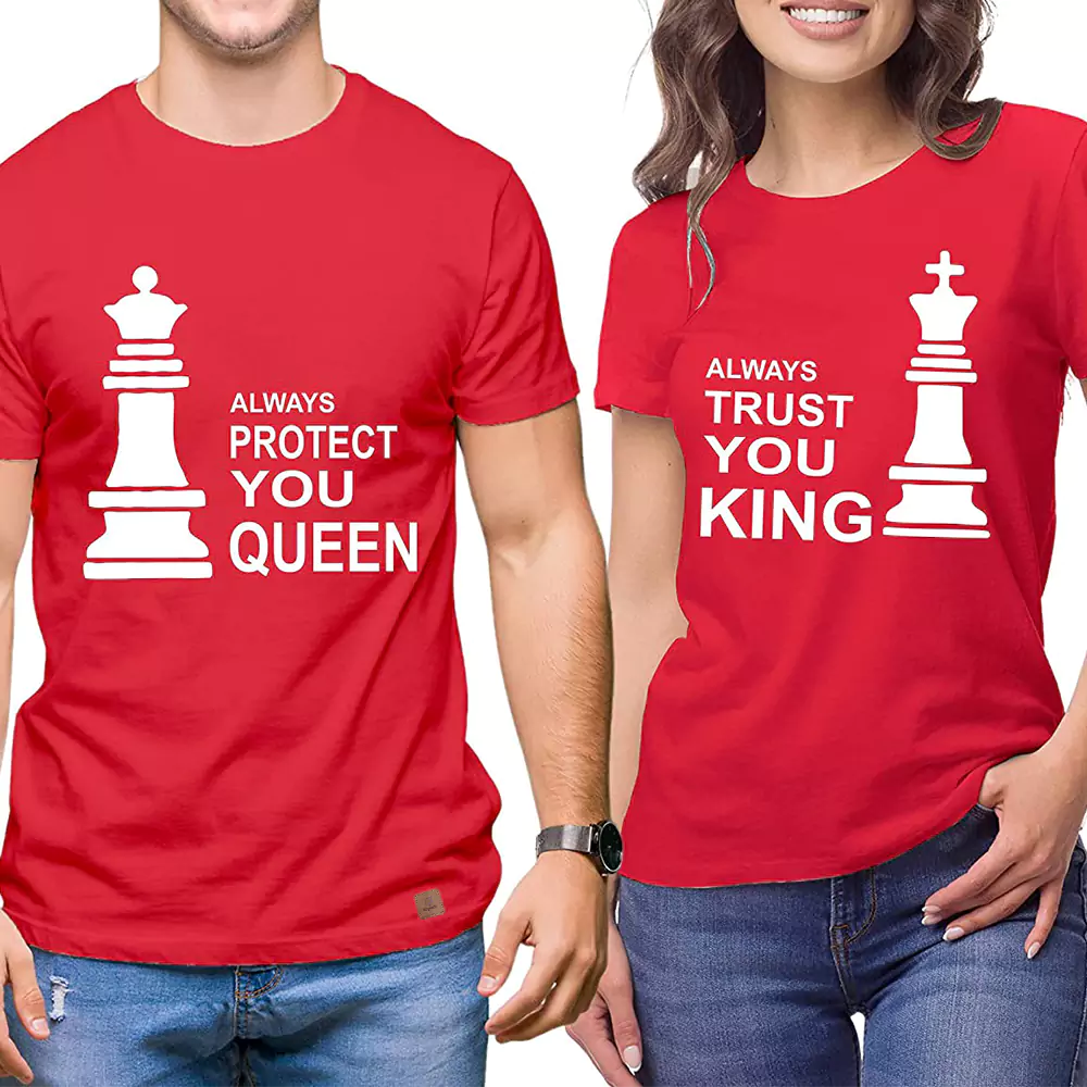 Couple Permanent Print T-Shirt Red Art-003