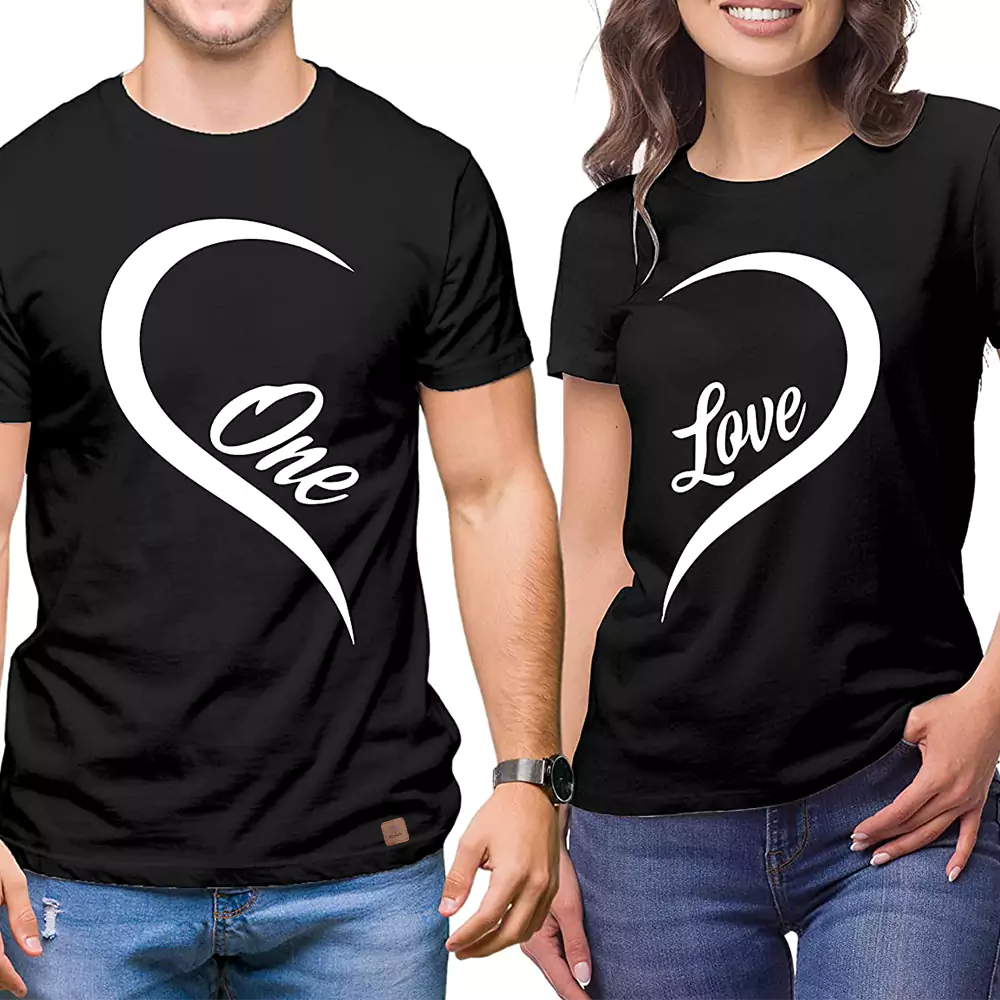 Couple Permanent Print T-Shirt One Love