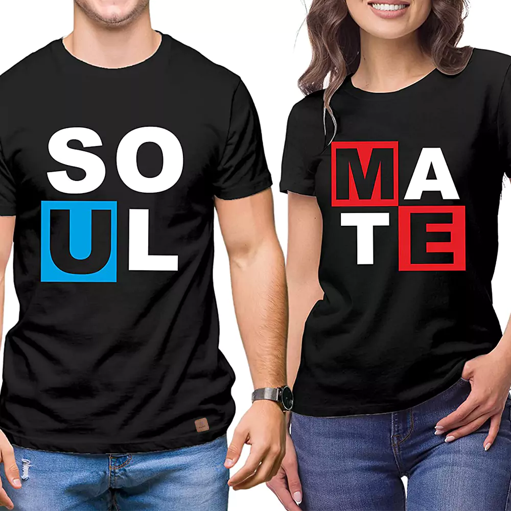 Couple Permanent Print T-Shirt Soul Mate