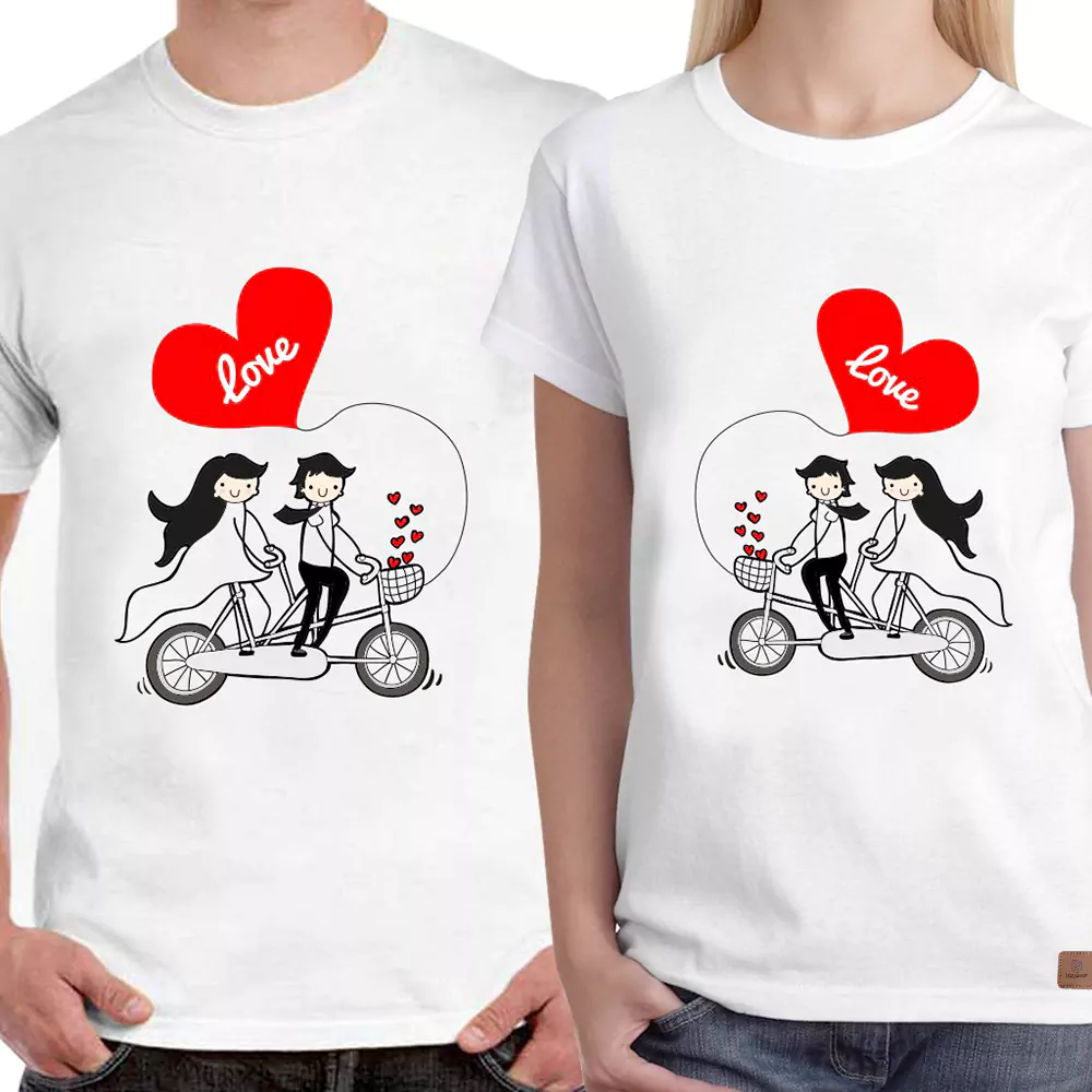 Couple Permanent Print T-Shirt Bikers-Lover White
