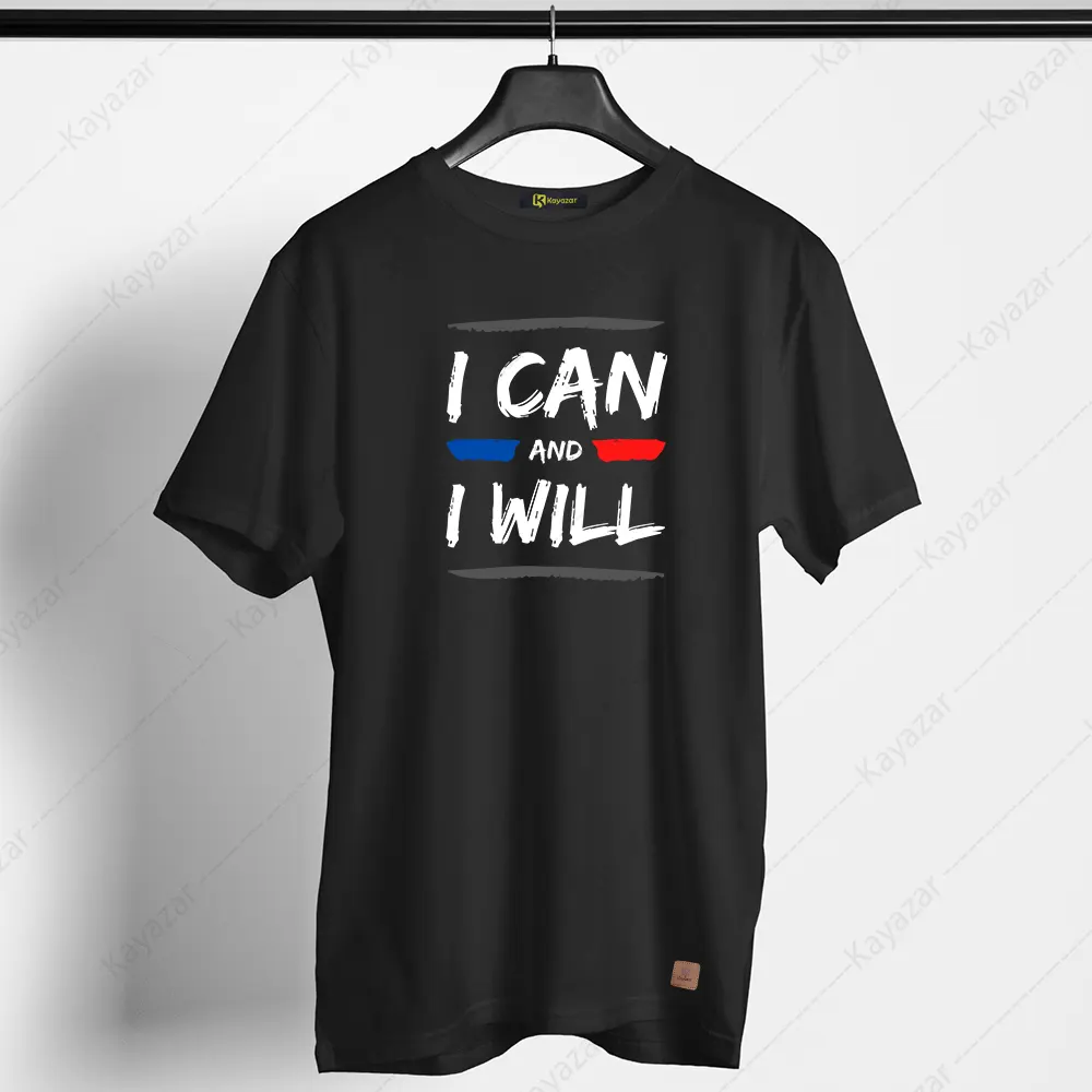Men's T Shirt Round Neck I-Can-and-I-Will (Permanent Print) Half Sleeves
