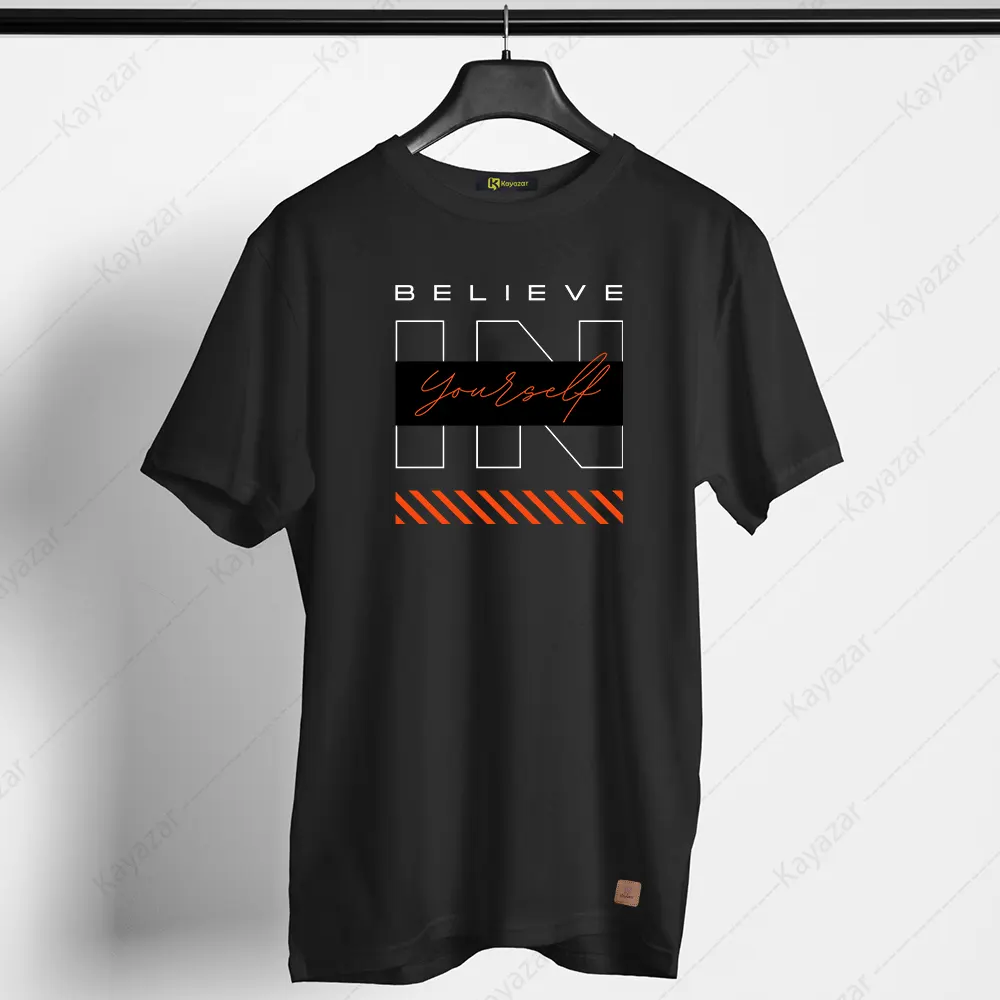 Men's T Shirt Round Neck Belive-In-Your-Self (Permanent Print) Half Sleeves