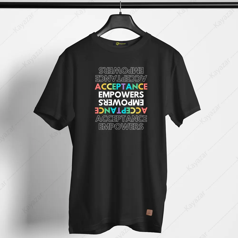Men's T Shirt Round Neck acceptance empowers (Permanent Print)