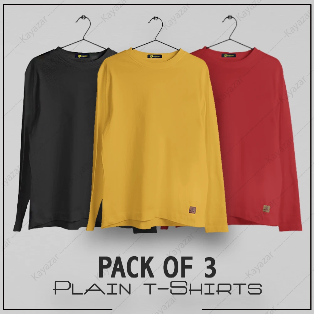 Buy Pack of 3 Girls Round Neck Full Sleeves T-Shirts