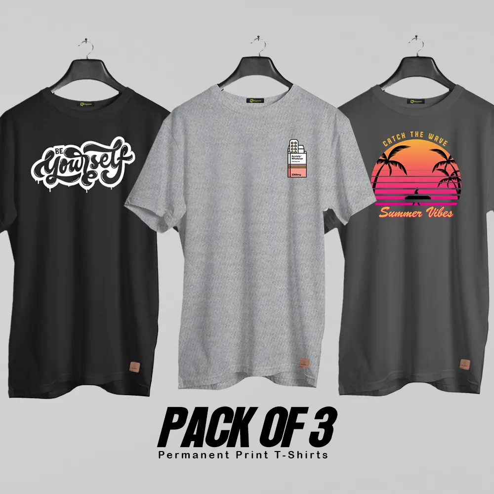Pack of 3 (Take It Easy) Permanent Print T Shirts Deal 006