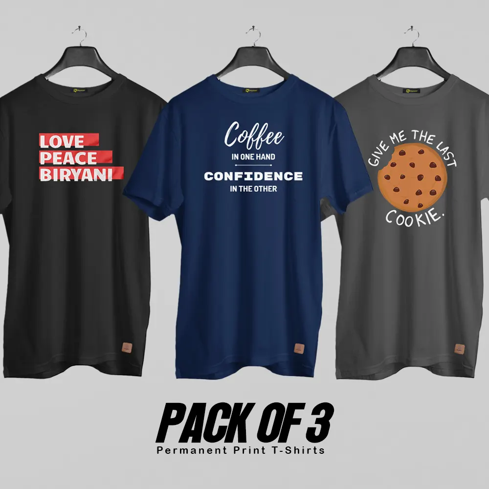 Pack of 3 (Foodie) Permanent Print T Shirts Deal 007