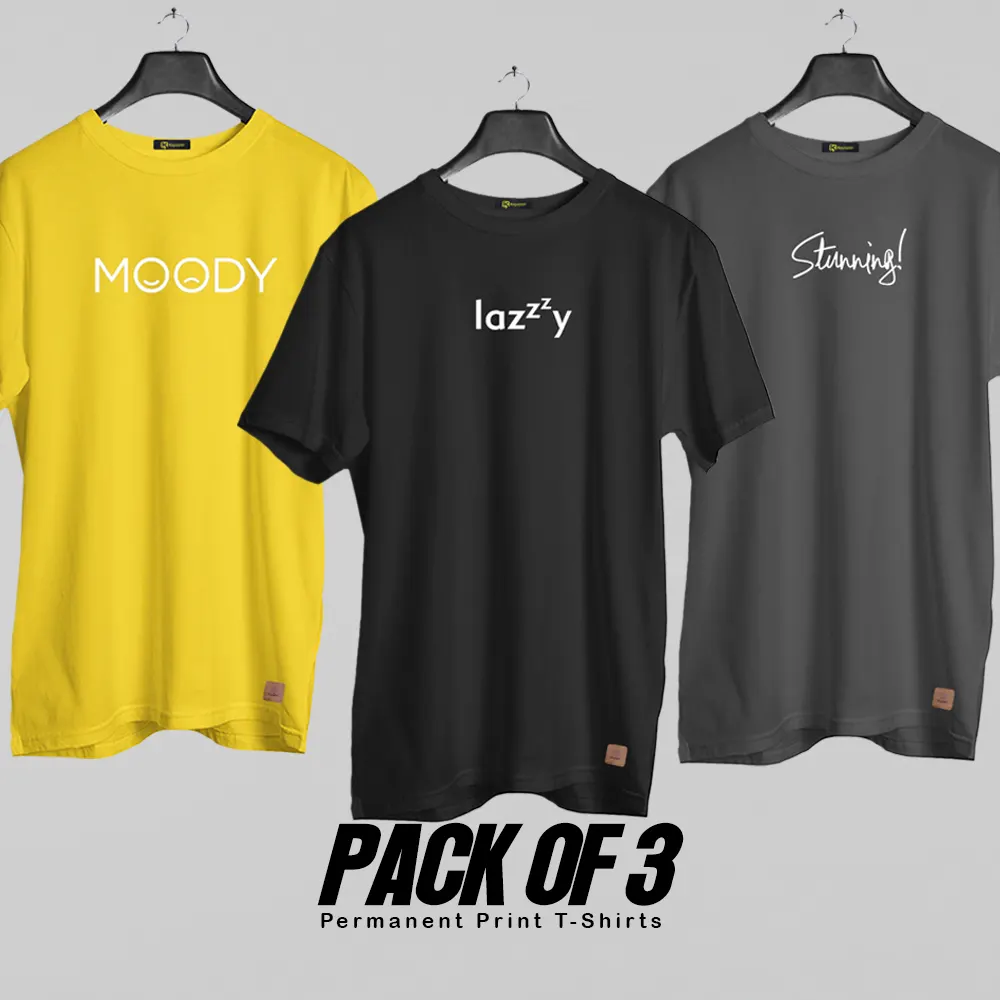 Pack of 3 (Yes I am) Permanent Print T Shirts Deal 015