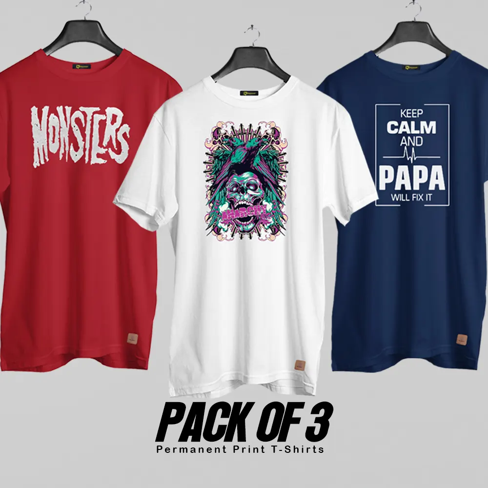 Pack of 3 (Into The Wild) Permanent Print T Shirts Deal 023
