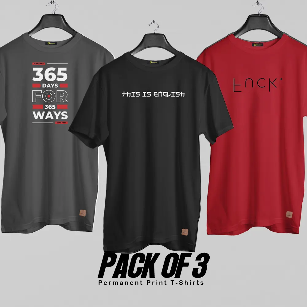 Pack of 3 (Melancholy) Permanent Print T Shirts Deal 022