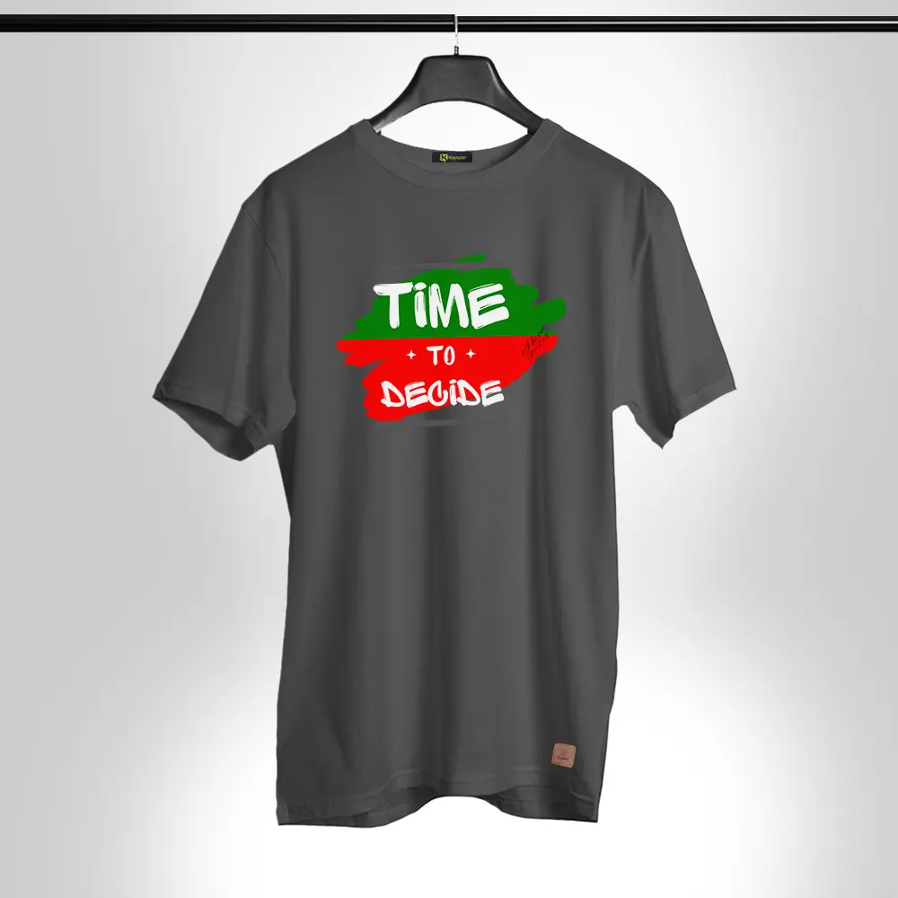 Time to Decide-PTI-Flag-002 Permanent Print Round Neck T Shirt