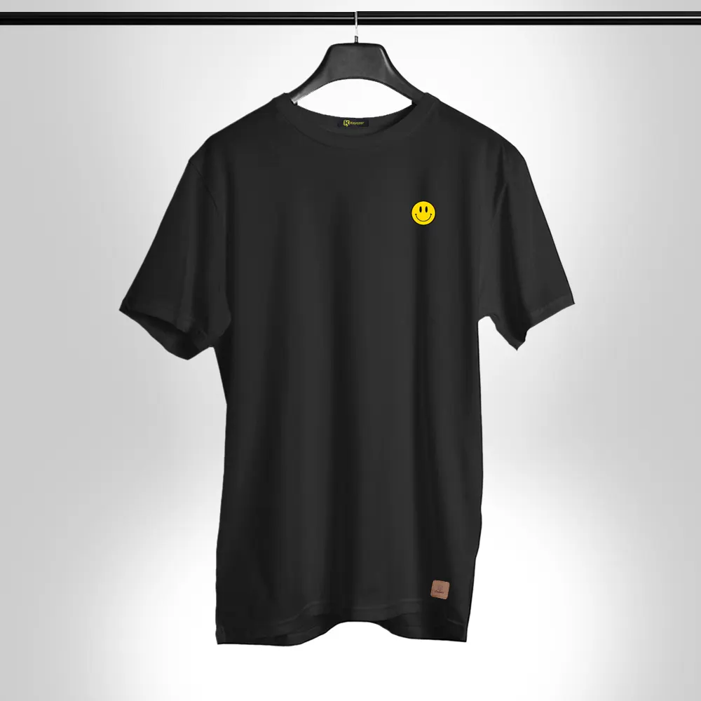 Smily-Face-001 Round Neck Permanent Print Half Sleeves T Shirt