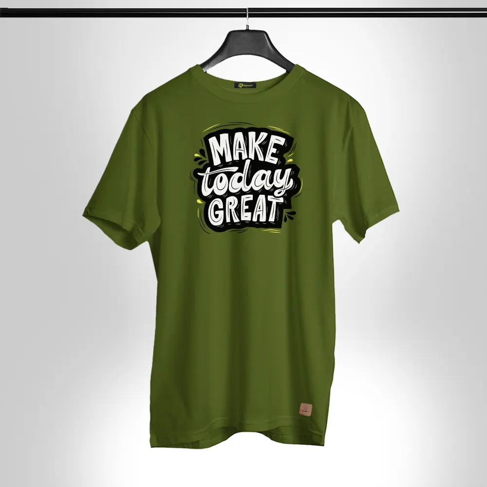 make-today-great Half Sleeves Permanent Print T Shirt