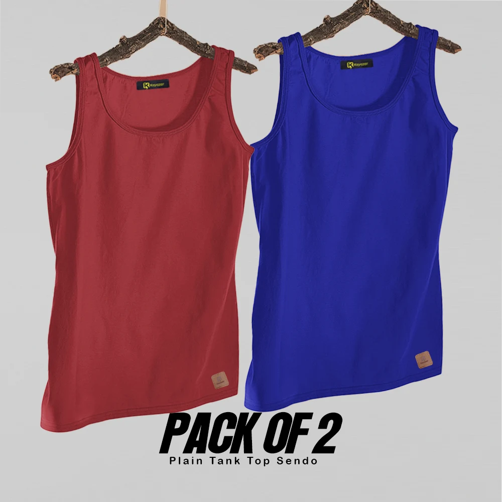Pack Of 2 Plain Round Neck Tank Top sando for Men