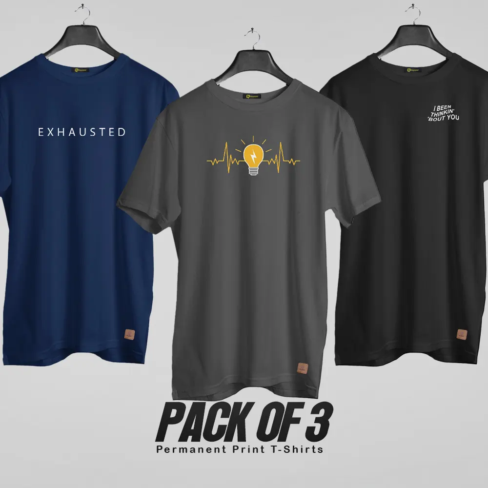 Pack of 3 (In My Mind) Permanent Print T Shirts Deal 039
