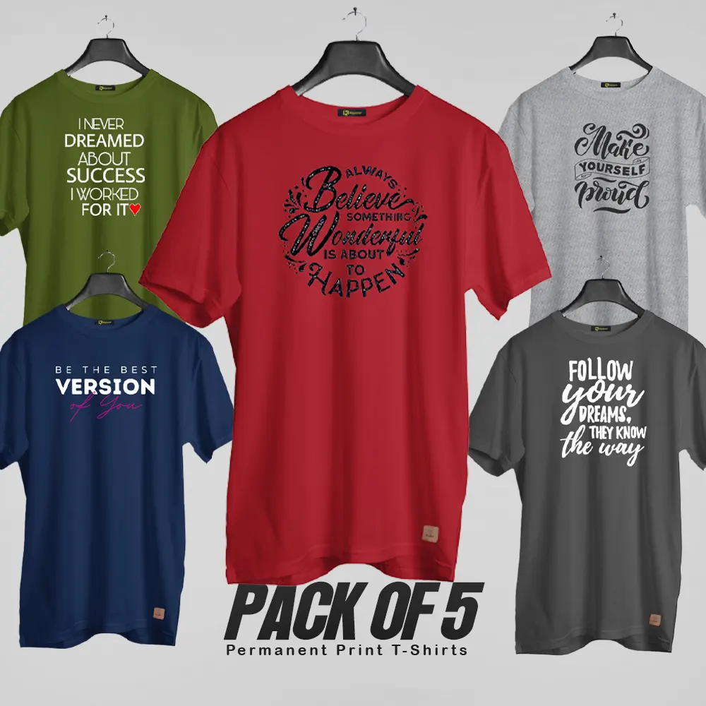 Pack of 5 (Take it easy) Permanent Print T Shirts Deal 038