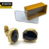 Stylish Men's Cufflink Gold Black Stone Octa