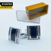 Modern Men's Cufflinks Silver Black Long Stone