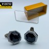 Stylish Men's Cufflink Silver Black Stone Diamond