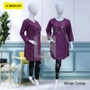 Winter Cotton Mirror Work With Dori Pipen Stitched Kurti Muave