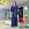 Mirror Work Long Flyer Maxi Navy Blue for women's