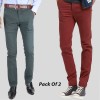 Men's Cotton Narrow-Bottom Stretchable Dress Pants (Chinos) Pack of 2